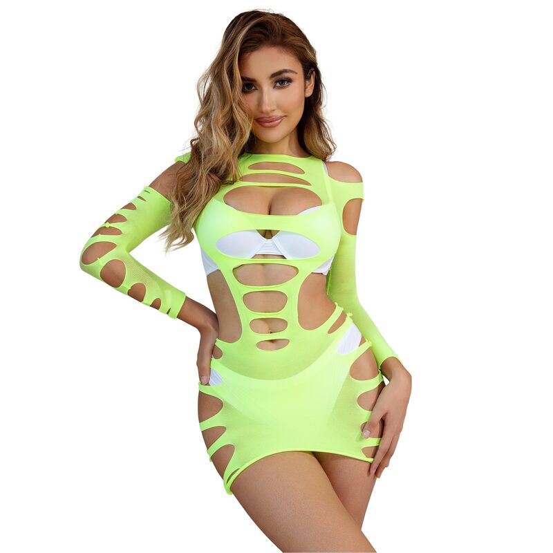 SUBBLIME - 952280 ROBE LONGUE EN FILET ÉLASTIQUE VERT TAILLE UNIQUE