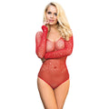 SUBBLIME - 952303 BODY GRILL BRILLANT ÉPAULES NUES MANCHES LONGUES ROUGE TAILLE UNIQUE