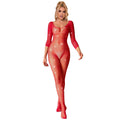 SUBBLIME - 952419 BODY CHAUSSETTE RÉSILLE AVEC DIAMANTS, MANCHES LONGUES, ROUGE, XS/M