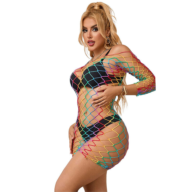SUBBLIME - 952426 ROBE RAINBOW À MANCHES LONGUES ET FILET TAILLE UNIQUE