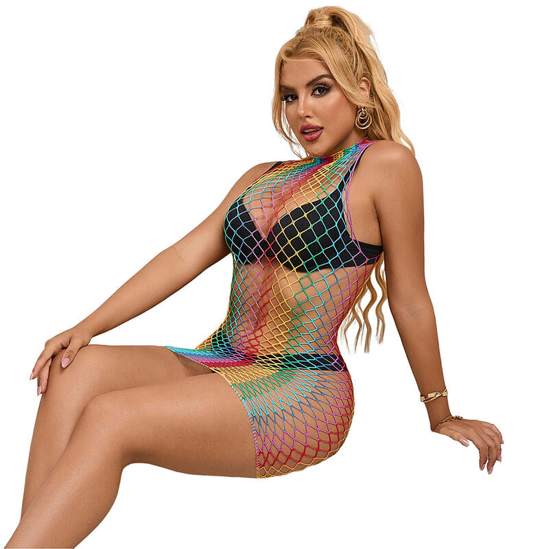 SUBBLIME - 952433 ROBE EN MAILLE SANS MANCHES COL MONTANT RAINBOW TAILLE UNIQUE