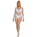 SUBBLIME - 952396 BODY-BAS RÉSILLE MANCHES LONGUES BLANC TAILLE UNIQUE