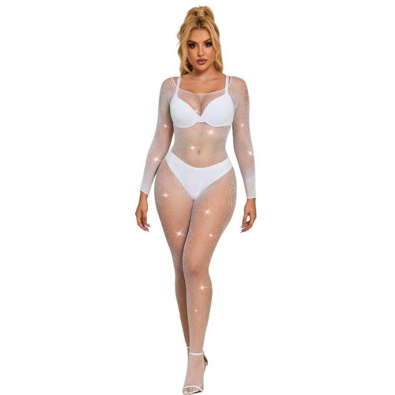 SUBBLIME - 952396 BODY-BAS RÉSILLE MANCHES LONGUES BLANC TAILLE UNIQUE