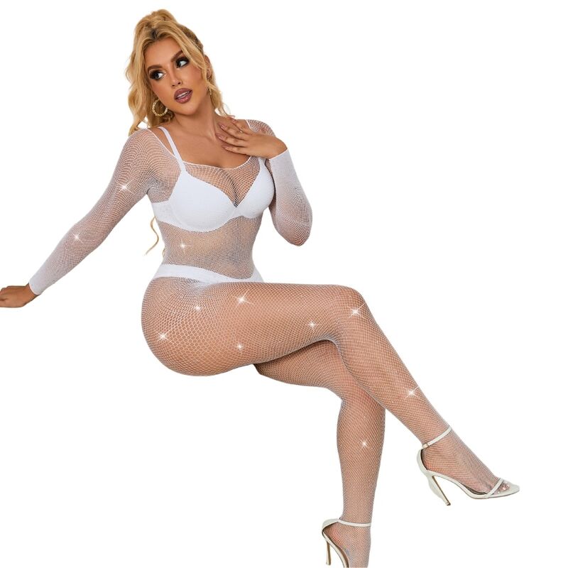 SUBBLIME - 952396 BODY-BAS RÉSILLE MANCHES LONGUES BLANC TAILLE UNIQUE