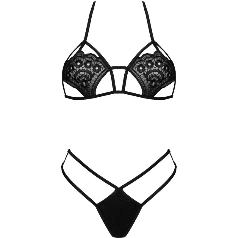 LIVCO CORSETTI FASHION - JIMENA LC 20216 SOUTIEN-GORGE + STRING NOIR TAILLE UNIQUE