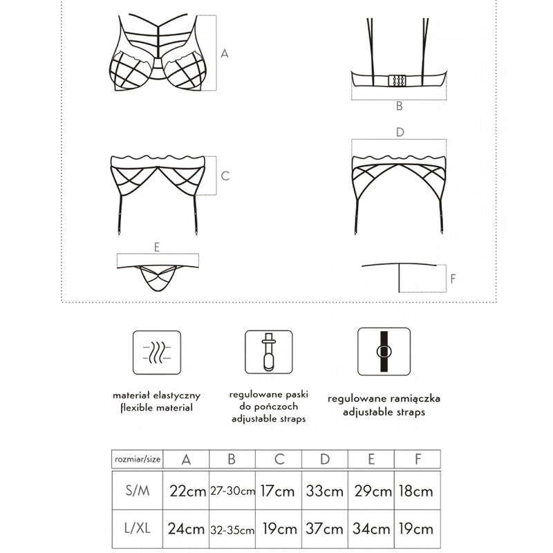 LIVCO CORSETTI FASHION - SOLEDAD LC 20217 SOUTIEN-GORGE + CULOTTE + PORTE-JARRETELLES S/M