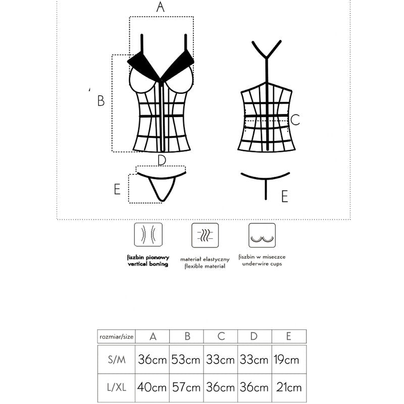LIVCO CORSETTI FASHION - CORSET + TANGA LAURA LC 20215 S/M