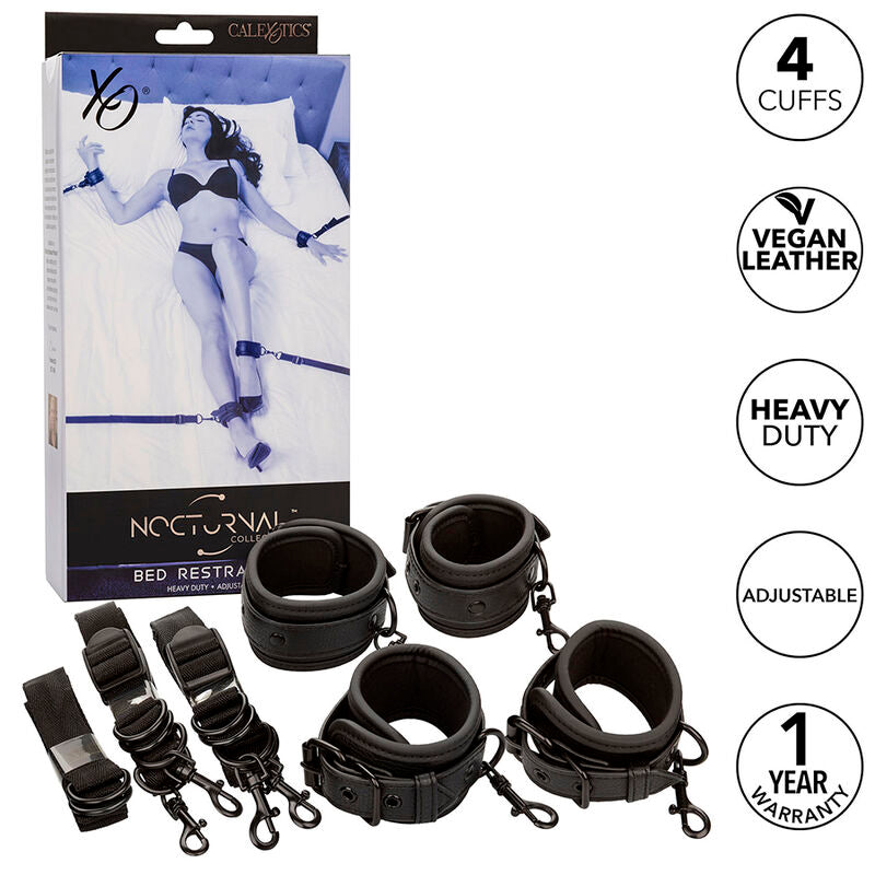 CALEXOTICS - ATTACHES DE LIT NOCTURNES EN CUIR RÉGLABLES NOIR