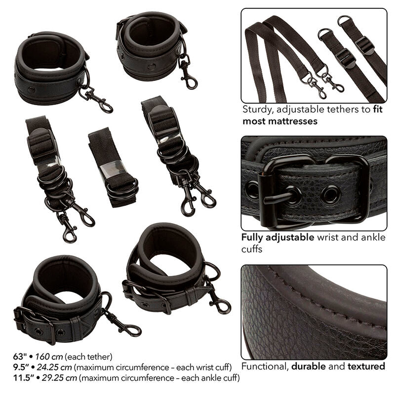 CALEXOTICS - ATTACHES DE LIT NOCTURNES EN CUIR RÉGLABLES NOIR