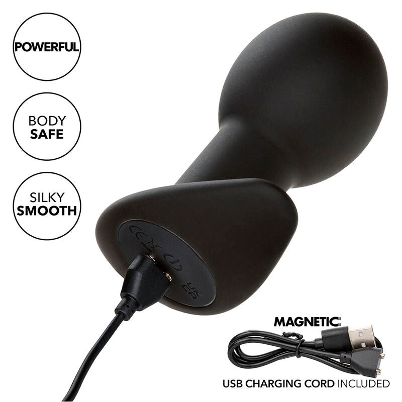 CALEXOTICS - PLUG ANAL ROCK BOTTOM 10 VIBRATIONS SILICONE NOIR