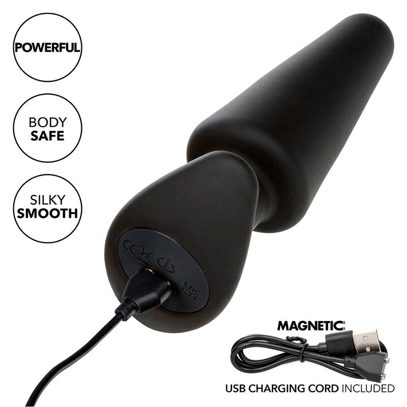 CALEXOTICS - ROCK BOTTOM BUTT PLUG CONIQUE 10 VIBRATIONS SILICONE NOIR