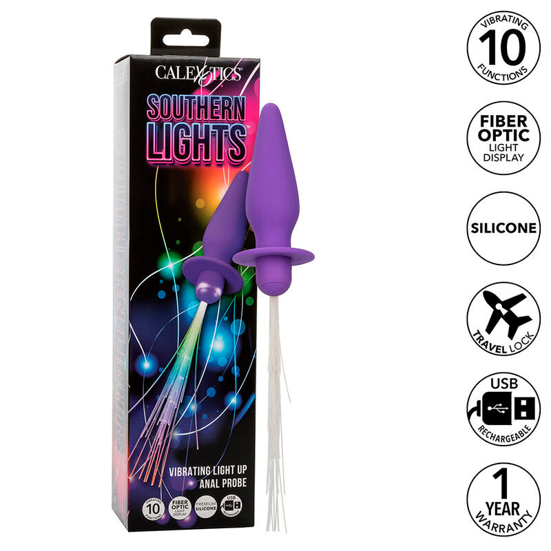 CALEXOTICS - SOUTHERN LIGHTS LUMINEUX BUTT PLUG 10 VIBRATIONS SILICONE VIOLET