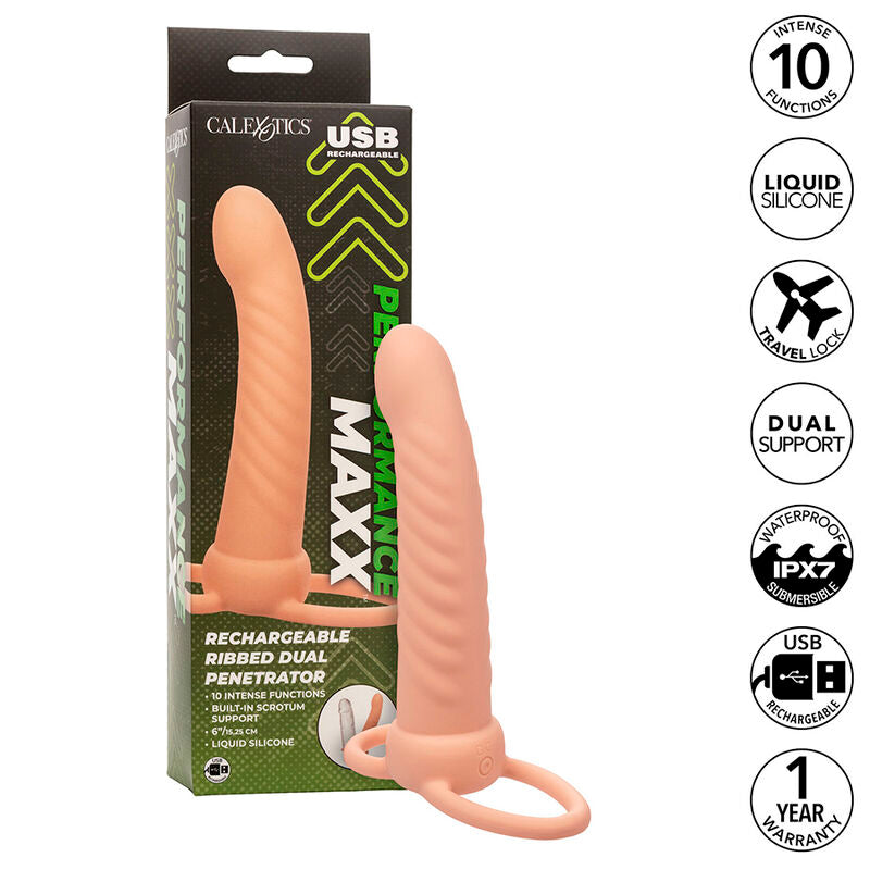 CALEXOTICS - MAXX PÉNÉTRATEUR DOUBLE STRIÉ 10 VIBRATIONS CHAIR