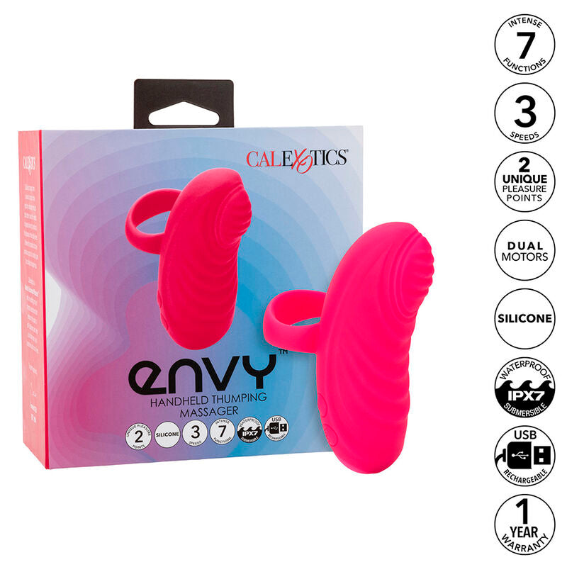 CALEXOTICS - MASSEUR DE MAIN ENVY AVEC BOULE ROULANTE, 7 VIBRATIONS, ROSE