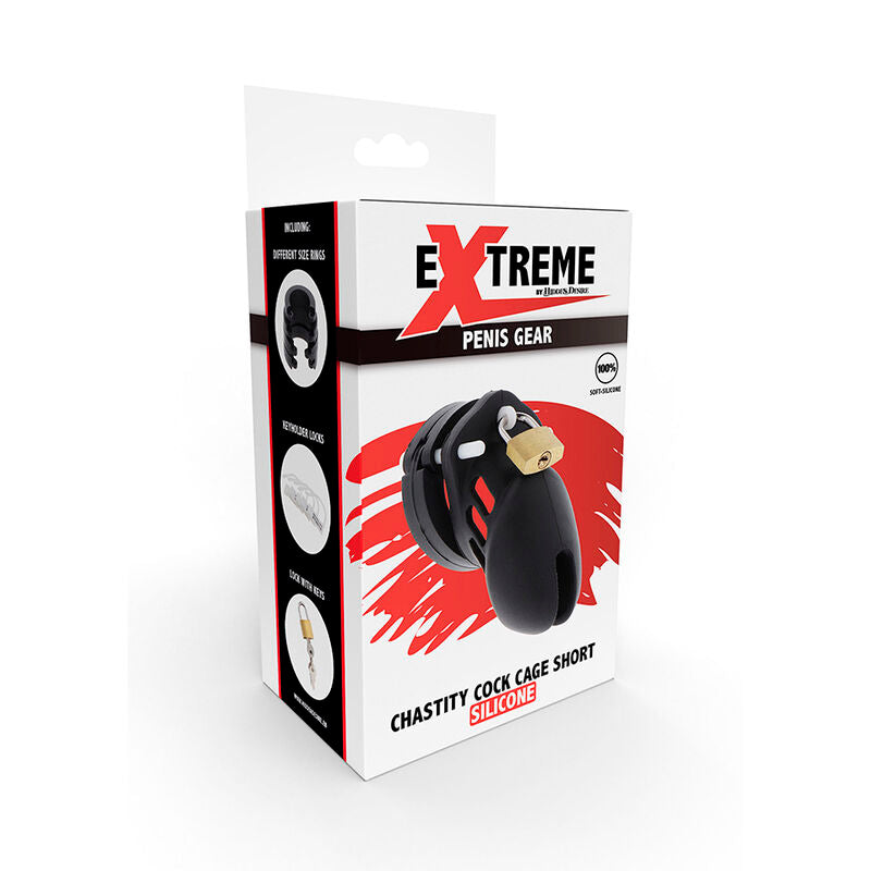 HIDDEN DESIRE - CAGE DE CHASTETÉ EXTRÊME EN SILICONE TAILLE S NOIR