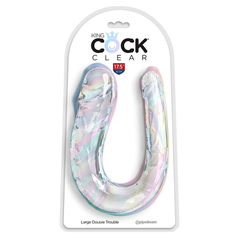 KING COCK - DOUBLE TROUBLE DOUBLE GODEMICHET 44 CM CLAIR