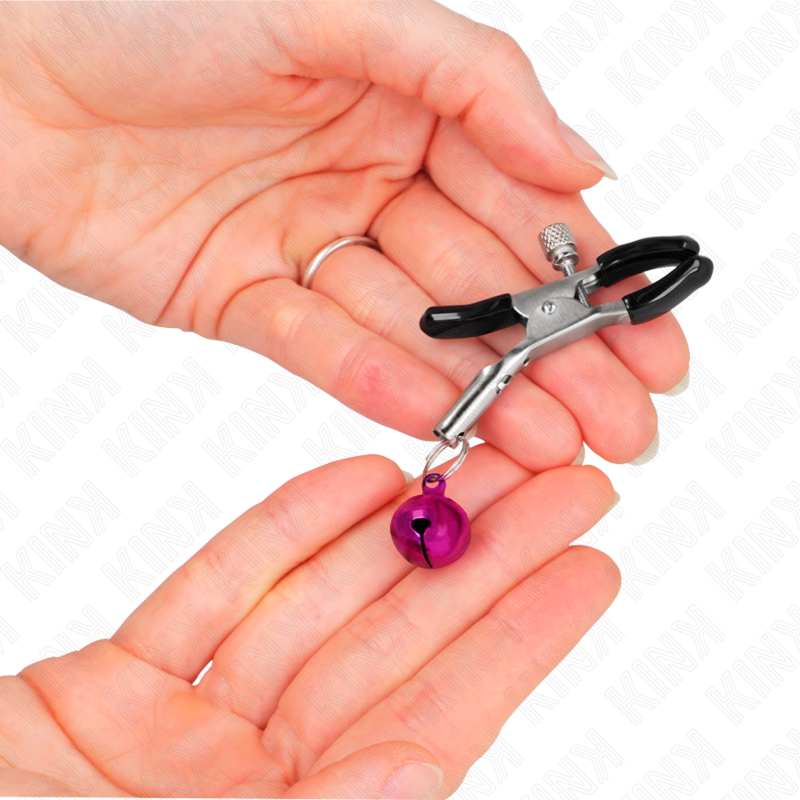 KINK - PINCE À Mamelon VIOLETTE AVEC CLOCHES INDIVIDUELLES 6 CM