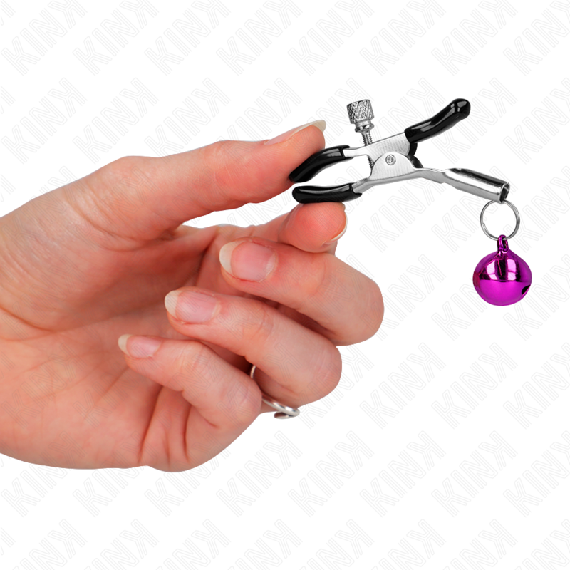 KINK - PINCE À Mamelon VIOLETTE AVEC CLOCHES INDIVIDUELLES 6 CM