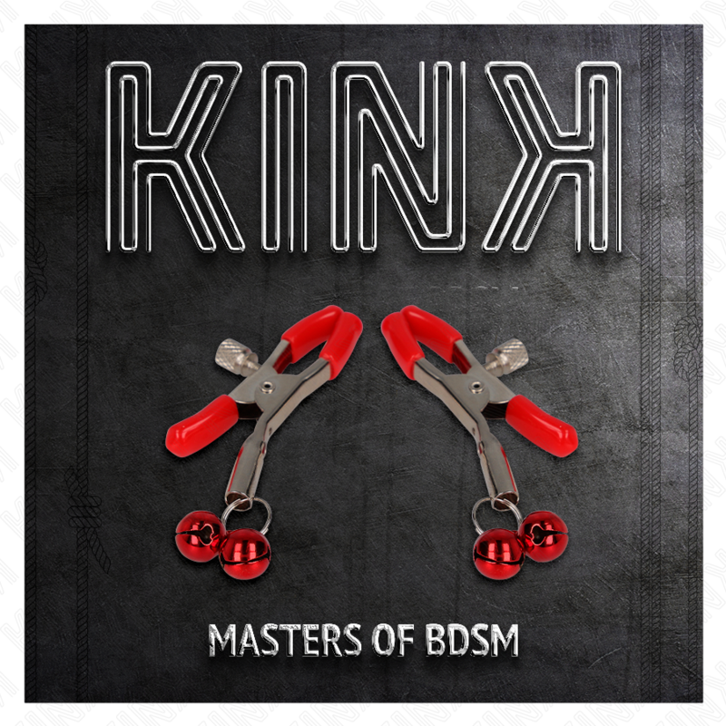 KINK - PINCES À TÉTONS DOUBLE CLOCHETTE ROUGE ROUGES 6 CM