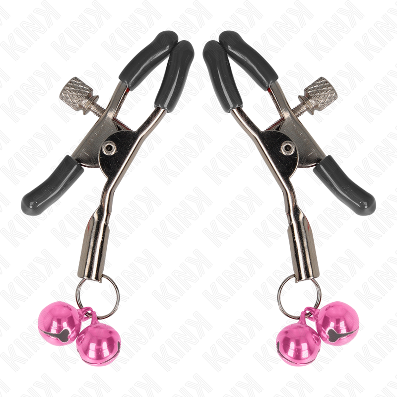 KINK - PINCE À SEINS DOUBLE CLOCHETTE ROSE 6 CM