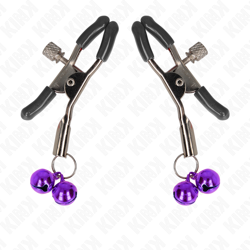 KINK - SERRE-TÉTONS DOUBLE CLOCHETTE VIOLET 6 CM