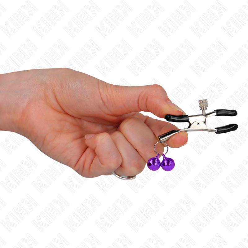 KINK - SERRE-TÉTONS DOUBLE CLOCHETTE VIOLET 6 CM