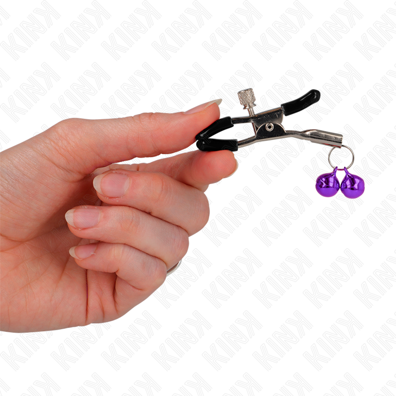 KINK - SERRE-TÉTONS DOUBLE CLOCHETTE VIOLET 6 CM