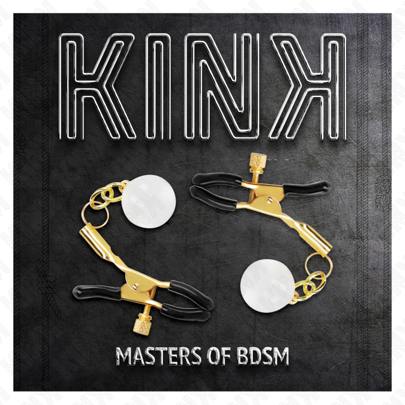 KINK - SERRE-TÉTONS PERLES DE VERRE OR 6 CM
