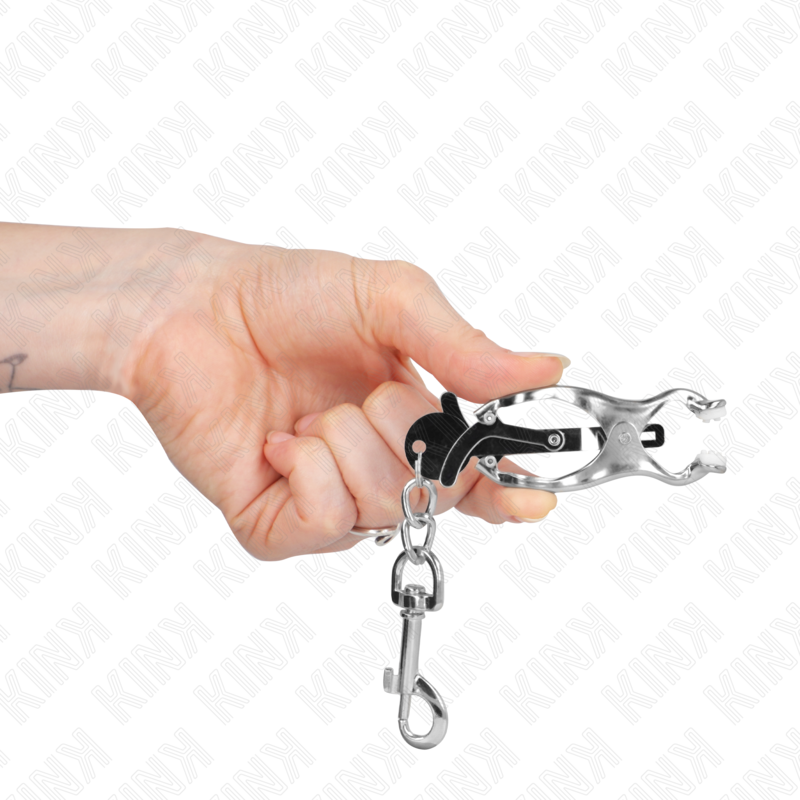 KINK - PINCES À TÉTONS JAPONAISES TRÈFLE AVEC CROCHETS ARGENT