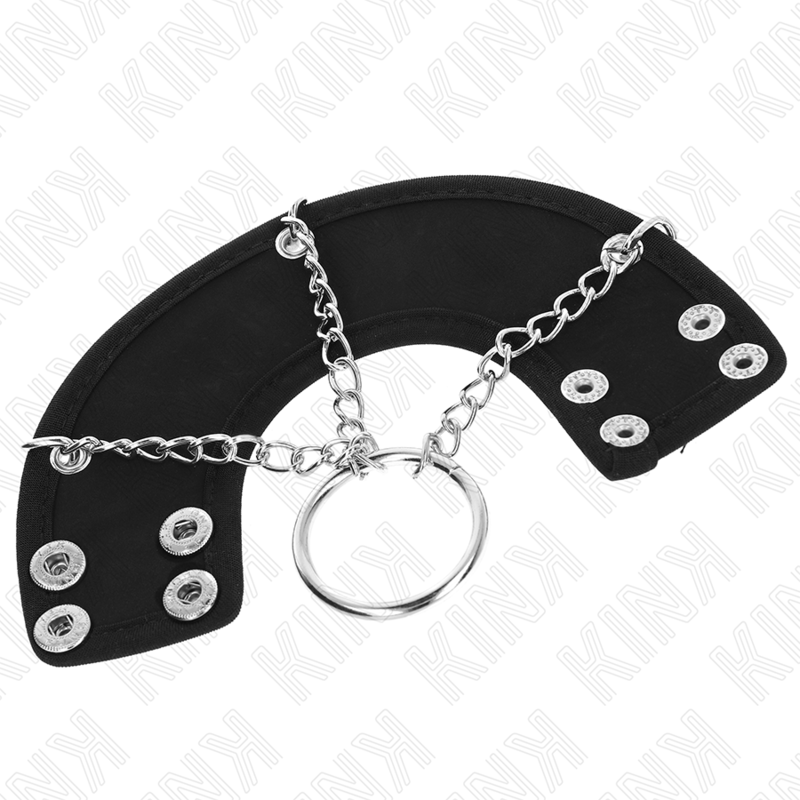 KINK - ANNEAU PÉNIEN 4 CM CHAÎNE 7 CM MÉTAL AVEC SANGLES EN CUIR