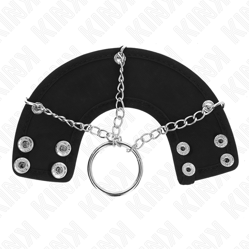 KINK - ANNEAU PÉNIEN 4 CM CHAÎNE 7 CM MÉTAL AVEC SANGLES EN CUIR