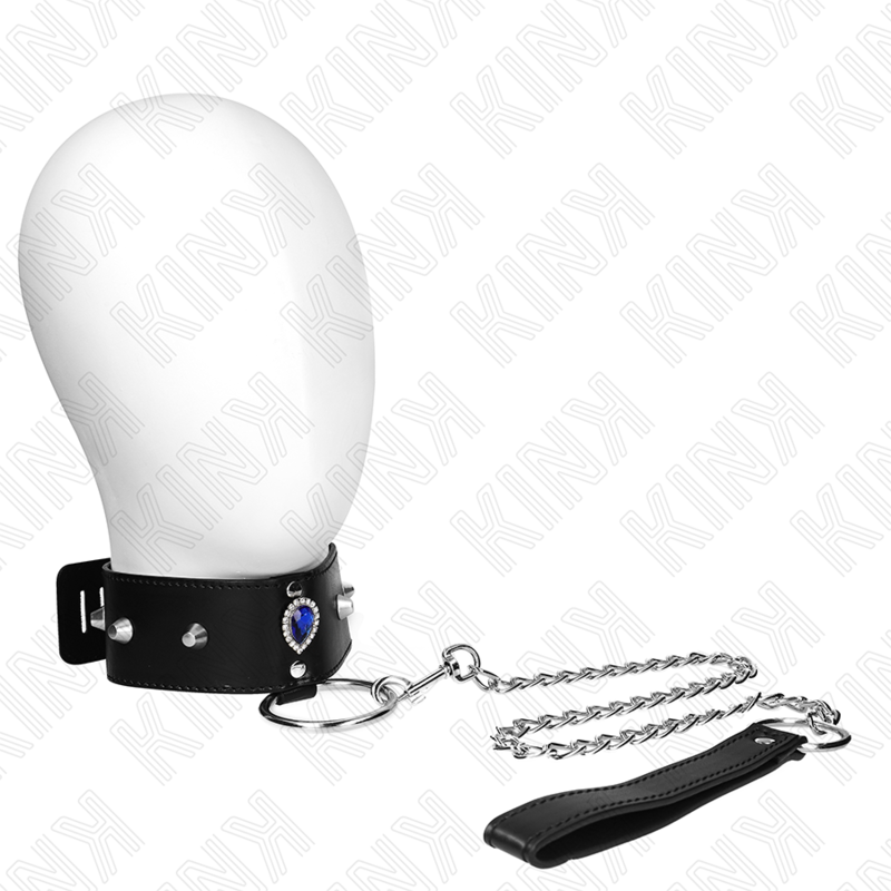 KINK - COLLIER 65 CM AVEC BANDE DE DIAMANTS BLEUS RÉGLABLE 36-43 CM X 5 CM