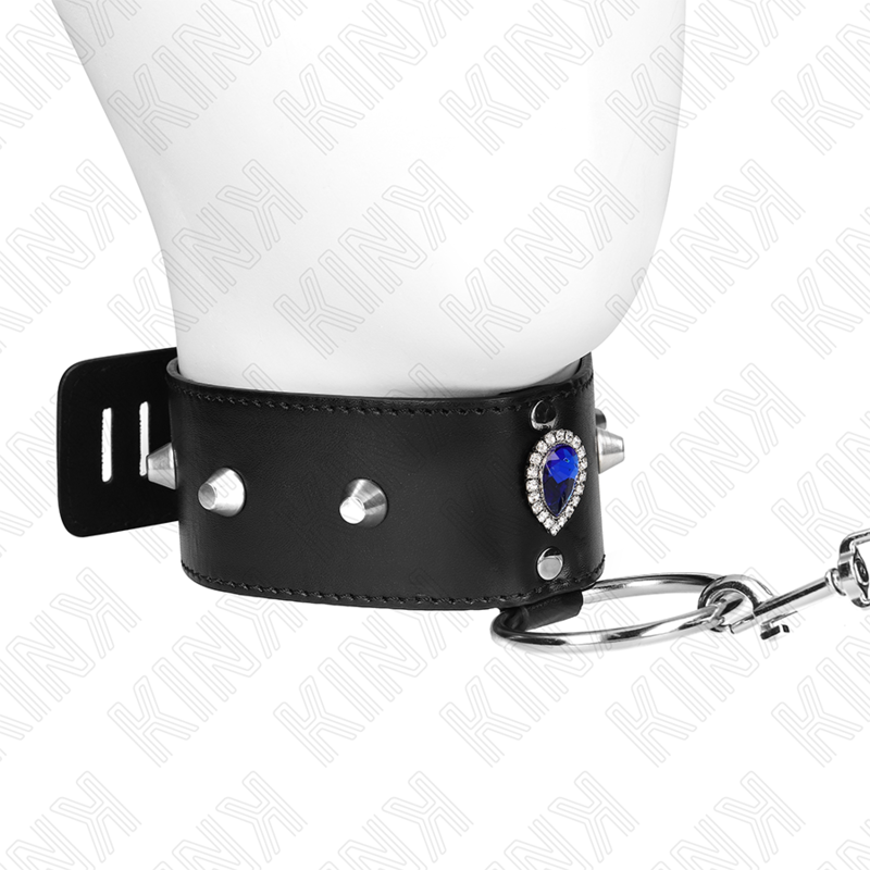 KINK - COLLIER 65 CM AVEC BANDE DE DIAMANTS BLEUS RÉGLABLE 36-43 CM X 5 CM