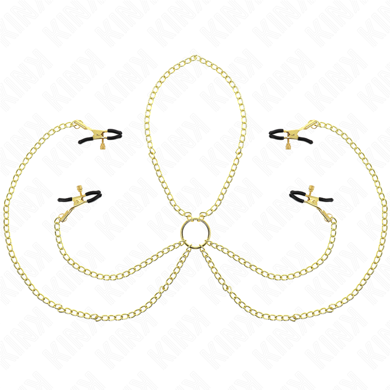 KINK - 4 pinces pour tétons et clitoris, ajustables, Or
