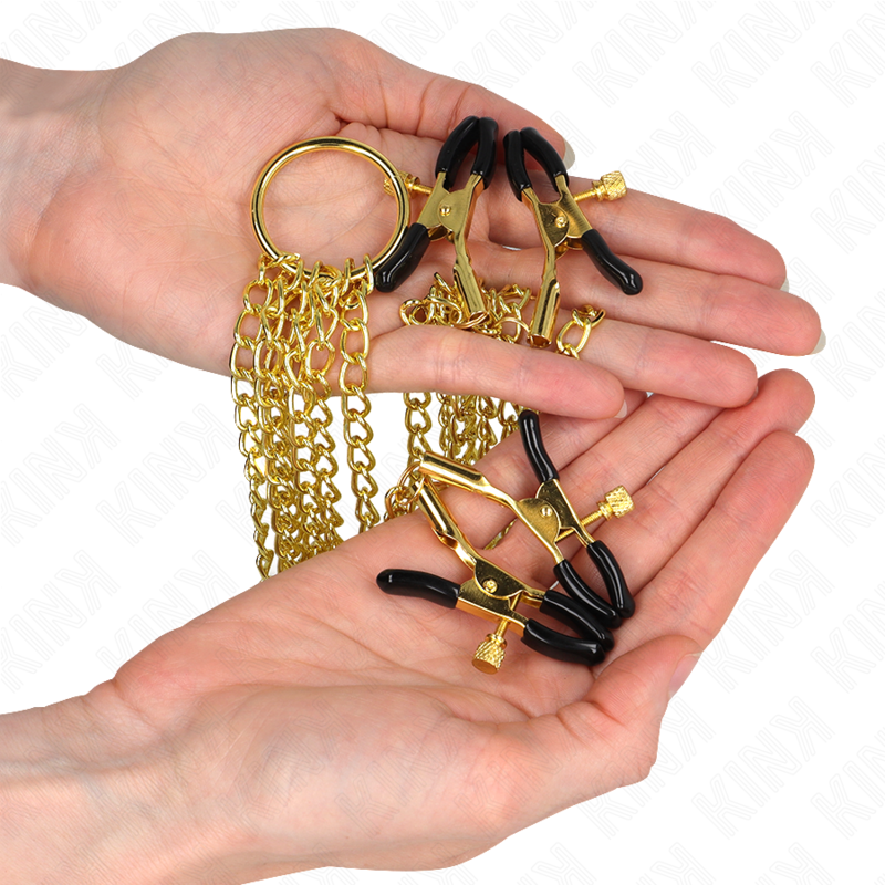 KINK - 4 pinces pour tétons et clitoris, ajustables, Or