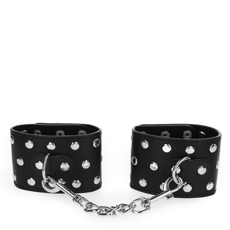 KINK - MENOTTES AVEC FERMETURE À PRESSION PLEINES DE CLOUS NOIR RÉGLABLE 19-24 CM X 5,5 CM