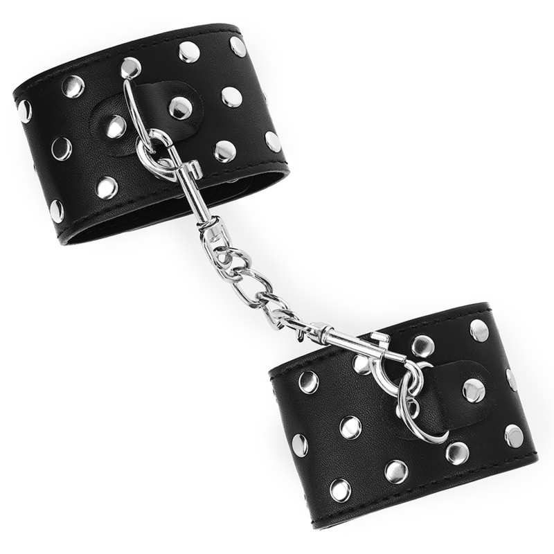 KINK - MENOTTES AVEC FERMETURE À PRESSION PLEINES DE CLOUS NOIR RÉGLABLE 19-24 CM X 5,5 CM