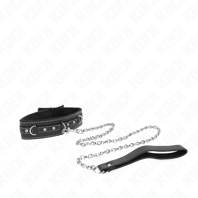 KINK - COLLIER EN CUIR PVC AVEC CEINTURE 105 CM CLOU STRASS 41,5 X 4 CM