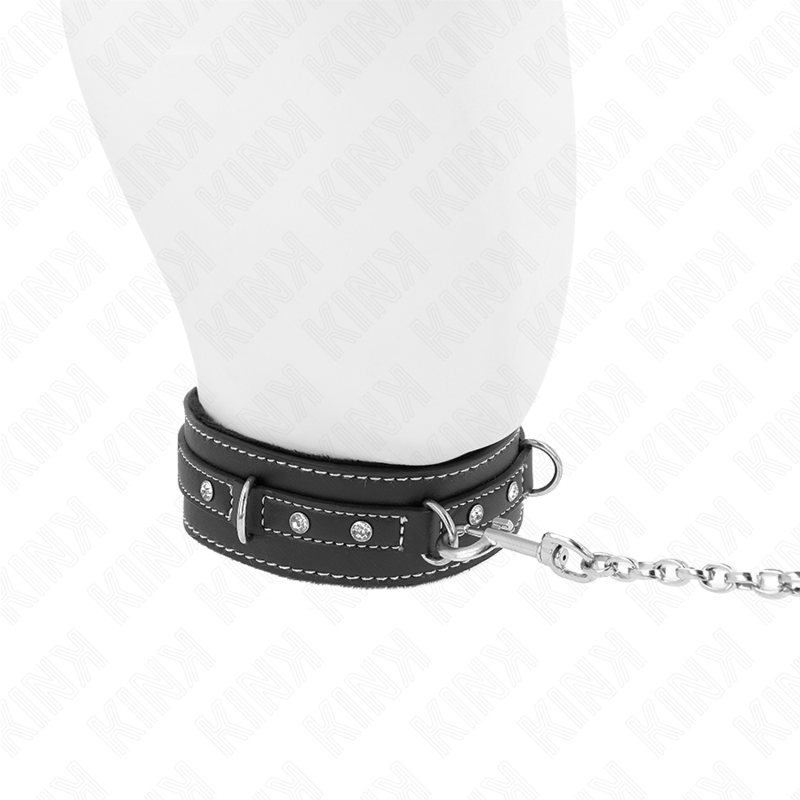 KINK - COLLIER EN CUIR PVC AVEC CEINTURE 105 CM CLOU STRASS 41,5 X 4 CM