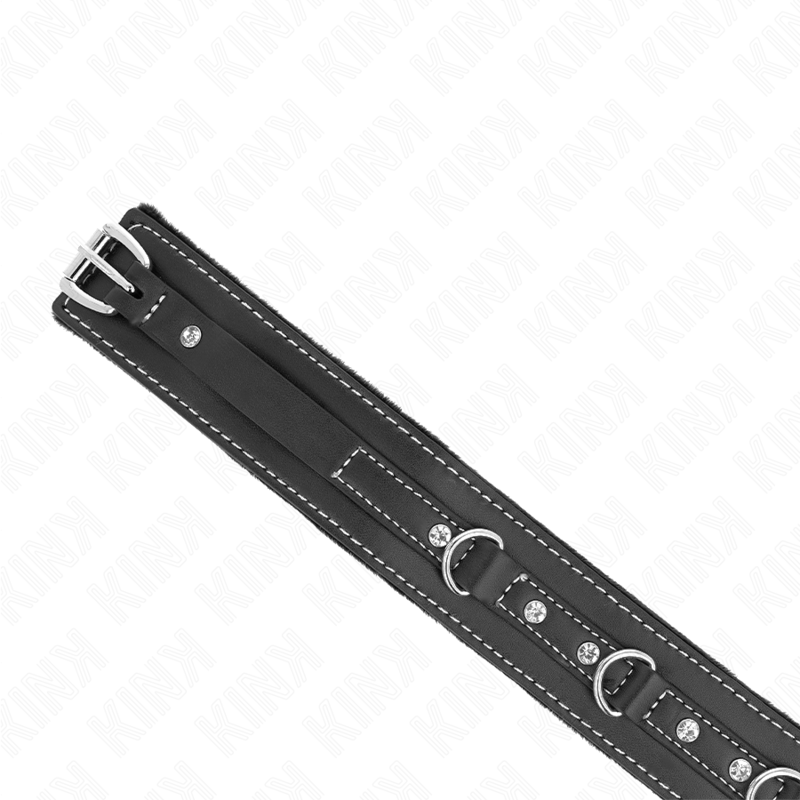 KINK - COLLIER EN CUIR PVC AVEC CEINTURE 105 CM CLOU STRASS 41,5 X 4 CM