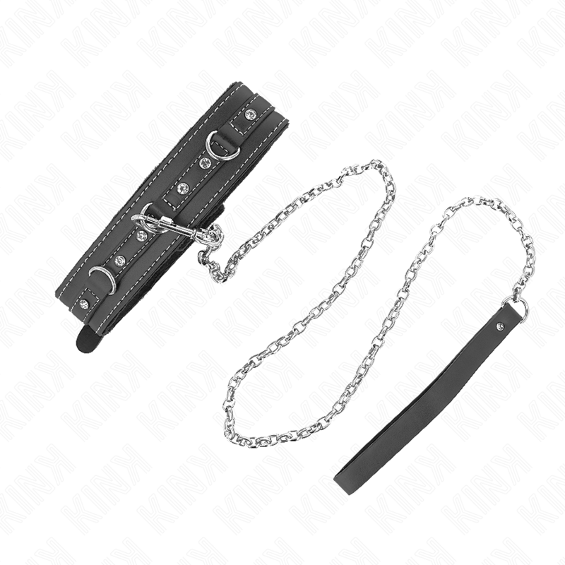 KINK - COLLIER EN CUIR PVC AVEC CEINTURE 105 CM CLOU STRASS 41,5 X 4 CM