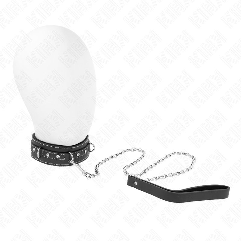 KINK - COLLIER EN CUIR PVC AVEC CEINTURE 105 CM CLOU STRASS 41,5 X 4 CM