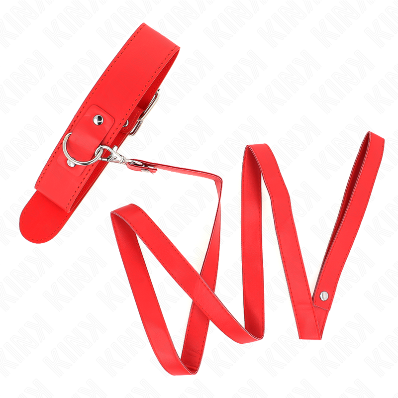 KINK - COLLIER AVEC CEINTURE 116 CM ROUGE CEINTURE RÉGLABLE 32-50 CM X 8 CM