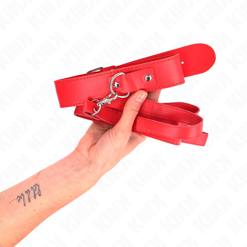 KINK - COLLIER AVEC CEINTURE 116 CM ROUGE CEINTURE RÉGLABLE 32-50 CM X 8 CM