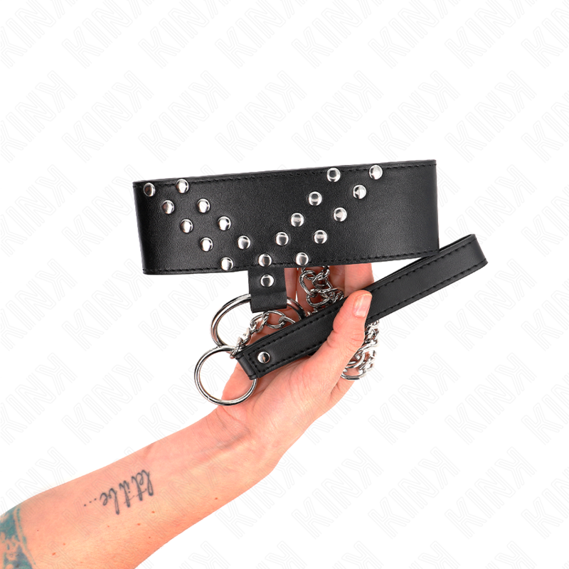 KINK - COLLIER DE COU AVEC CEINTURE 65 CM AVEC RIVET EN V, RÉGLABLE 36-43 CM X 5 CM