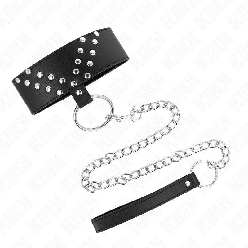 KINK - COLLIER DE COU AVEC CEINTURE 65 CM AVEC RIVET EN V, RÉGLABLE 36-43 CM X 5 CM