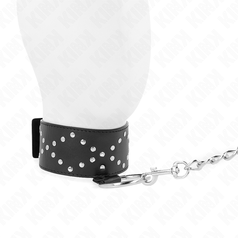 KINK - COLLIER 65 CM AVEC LAISSE À RIVETS ARGENTÉS MODÈLE 3 AJUSTABLE 36-43 CM X 5 CM