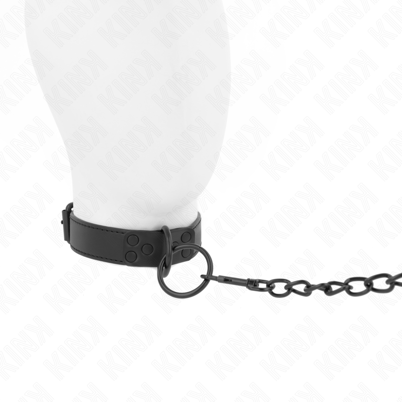 KINK - COLLIER AVEC LAISSE NOIRE 65 CM RÉGLABLE 37-54 CM X 3 CM