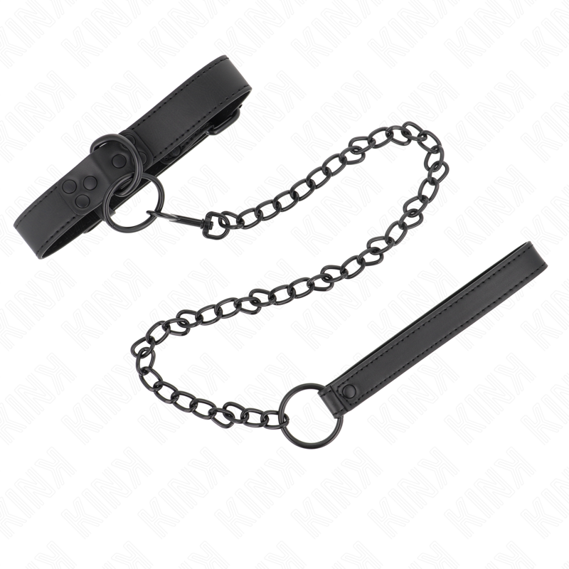 KINK - COLLIER AVEC LAISSE NOIRE 65 CM RÉGLABLE 37-54 CM X 3 CM