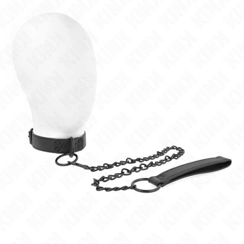 KINK - COLLIER AVEC LAISSE NOIRE 65 CM RÉGLABLE 37-54 CM X 3 CM